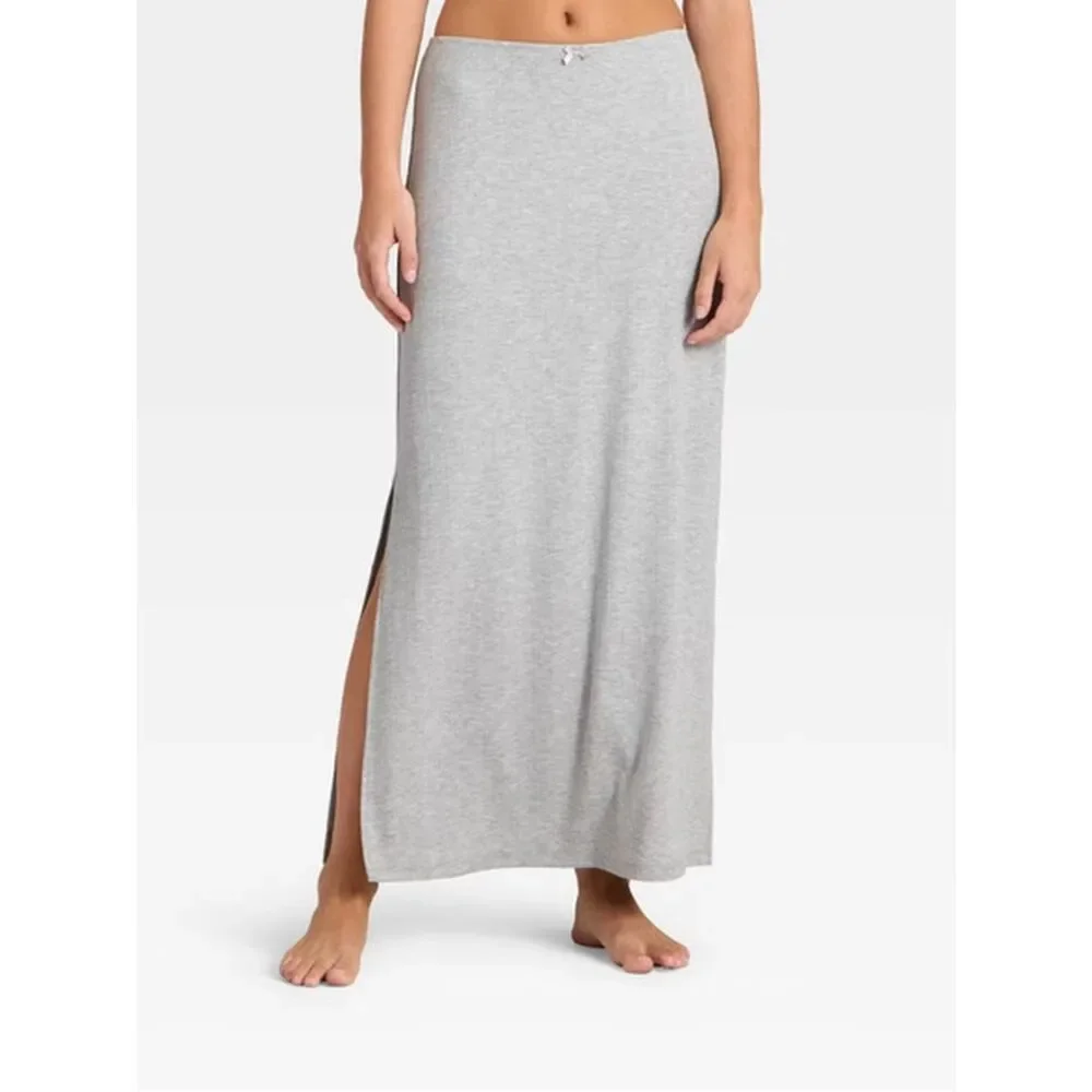 Auden Ribbed Pajama Skirt Gray Size XS Lounge Sleep Maxi Skirt NWOT Soft Stretch